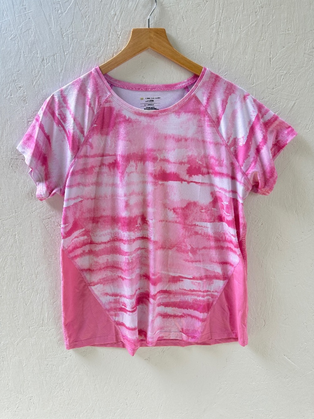 TEK GEAR Polyester Pink/White Womens athletic Top Large